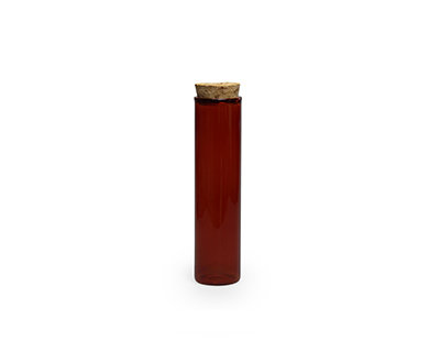 rond transparant tube met kurk deksel terracotta aarde kleur