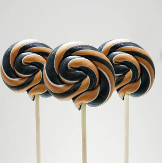 Artisanale swirllolly - zwart en koper